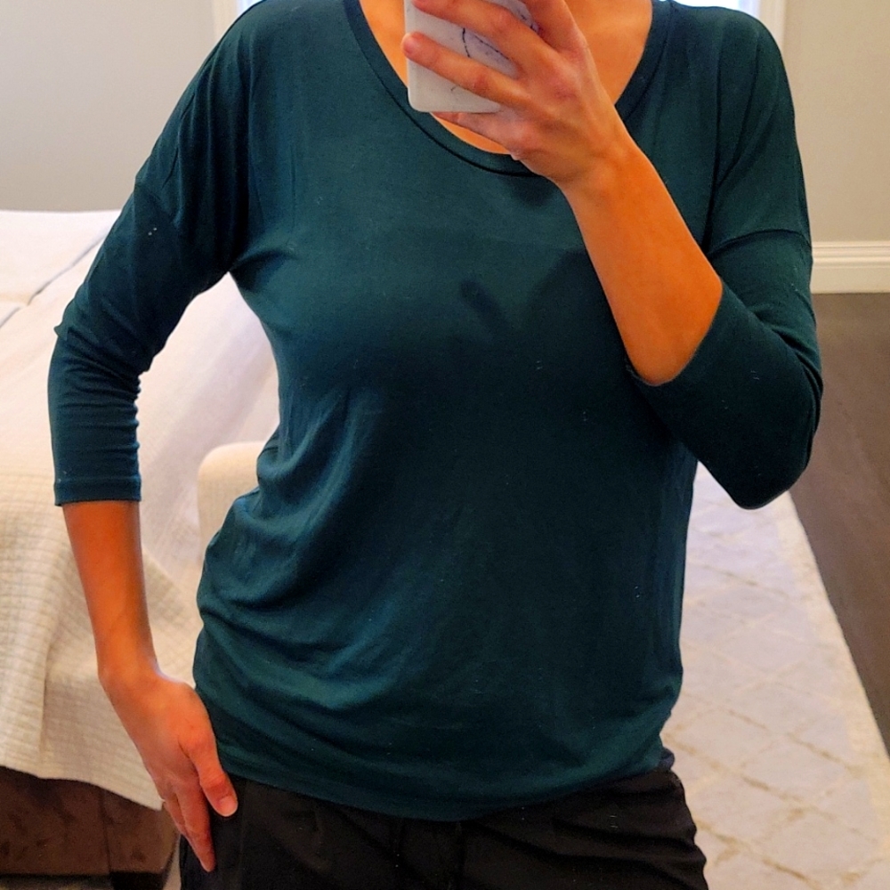 WOMEN'S ZARA HUNTER GREEN TOP BLOUSE SHIRT SIZE S